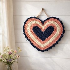 Set 3 tappeti cuore uncinetto