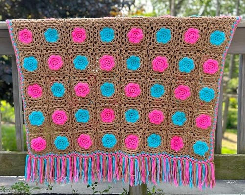Rosette vintage granny - vintage, square